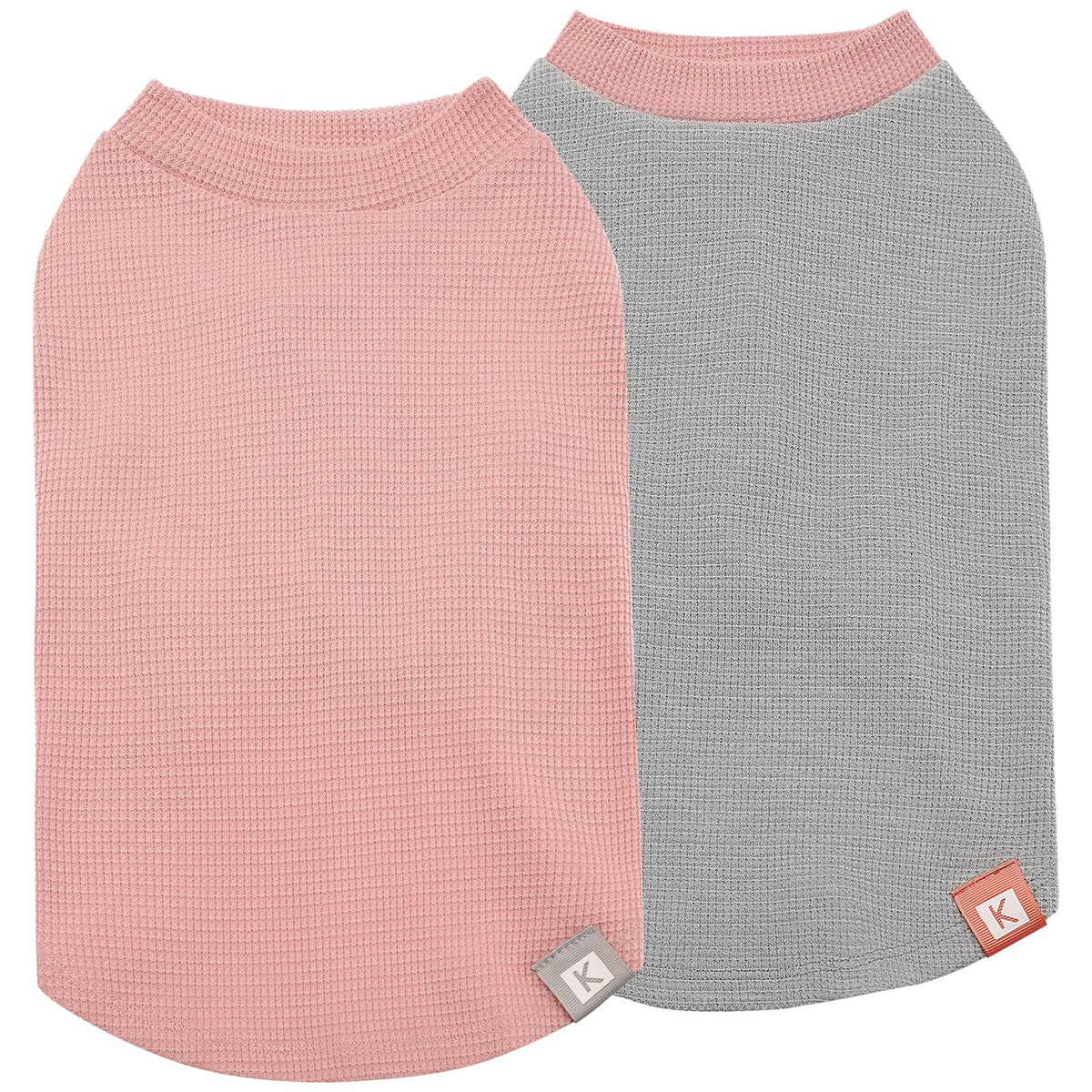 2Pack Waffle Dog Shirt for Small Medium Dogs Soft Dog Sweater (X-Large (19-27lbs) / 2Pack(Pink+Grey))