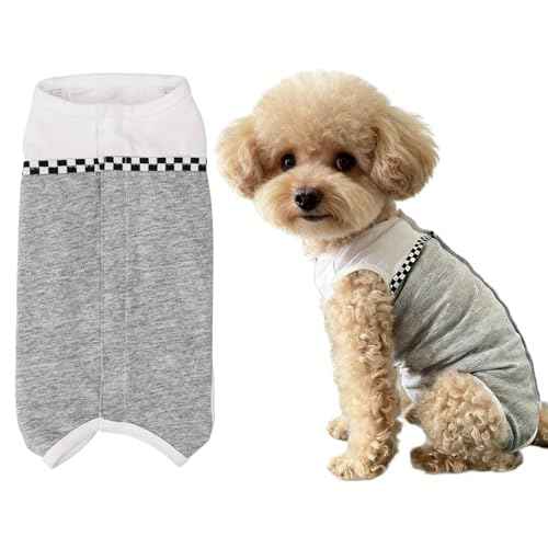 Dog Surgical Suit (XX-Small / grey and white)