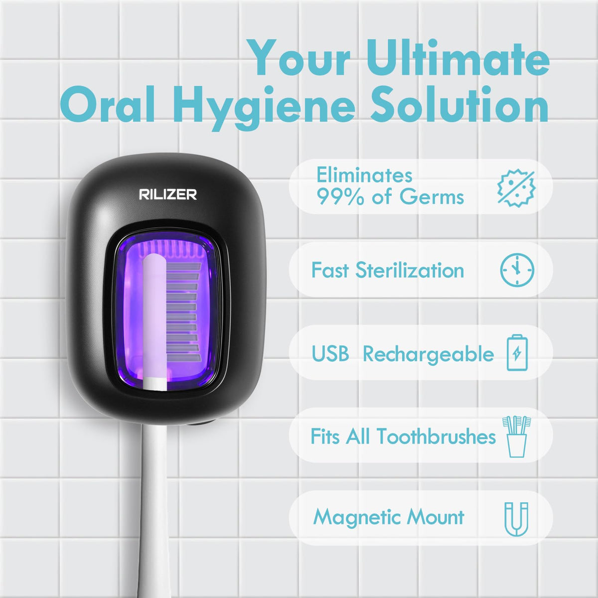 UV Toothbrush Sanitizer Cover (Black-Blue)