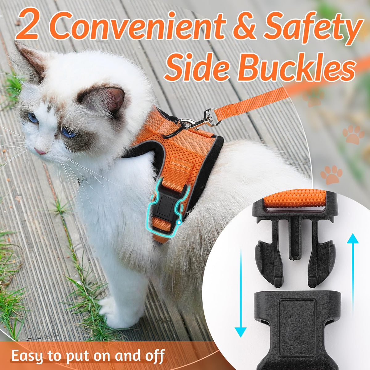 Cat Harness and Leash Set (Xs / Orange)