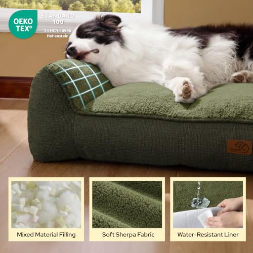 SupportMax® Extra Thick Orthopedic XL Dog Bed for Extra Large Dogs (Dark Green / 45"l X 32"w X 9.5"th)