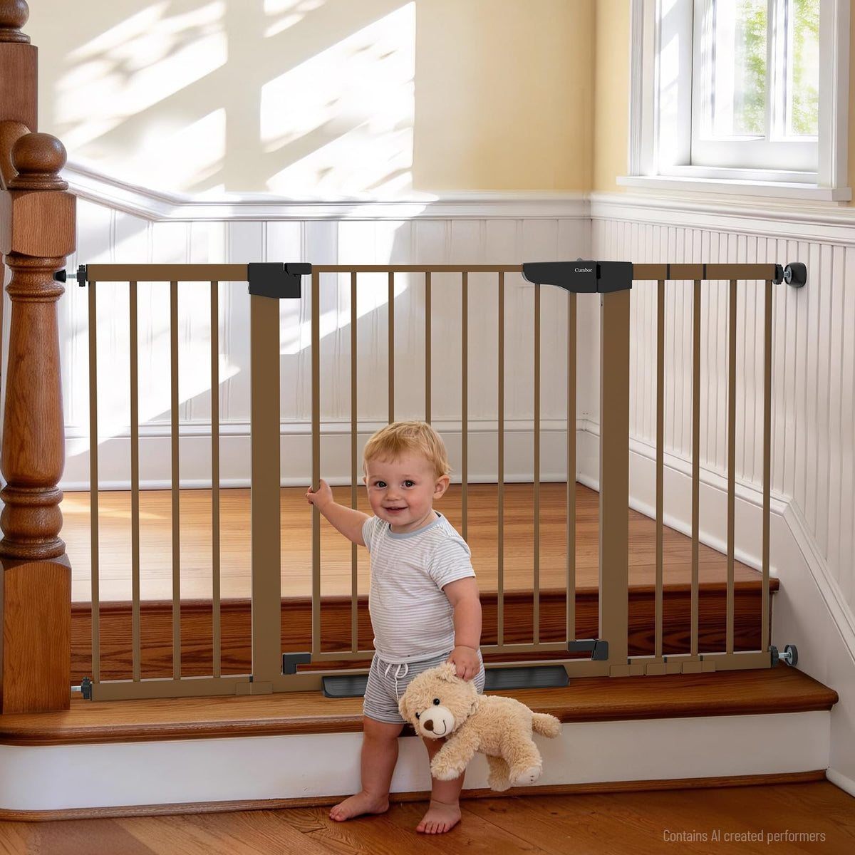 30 54" Extra Wide Baby Gate (Brown / 30"-54" W x 30.5" H)