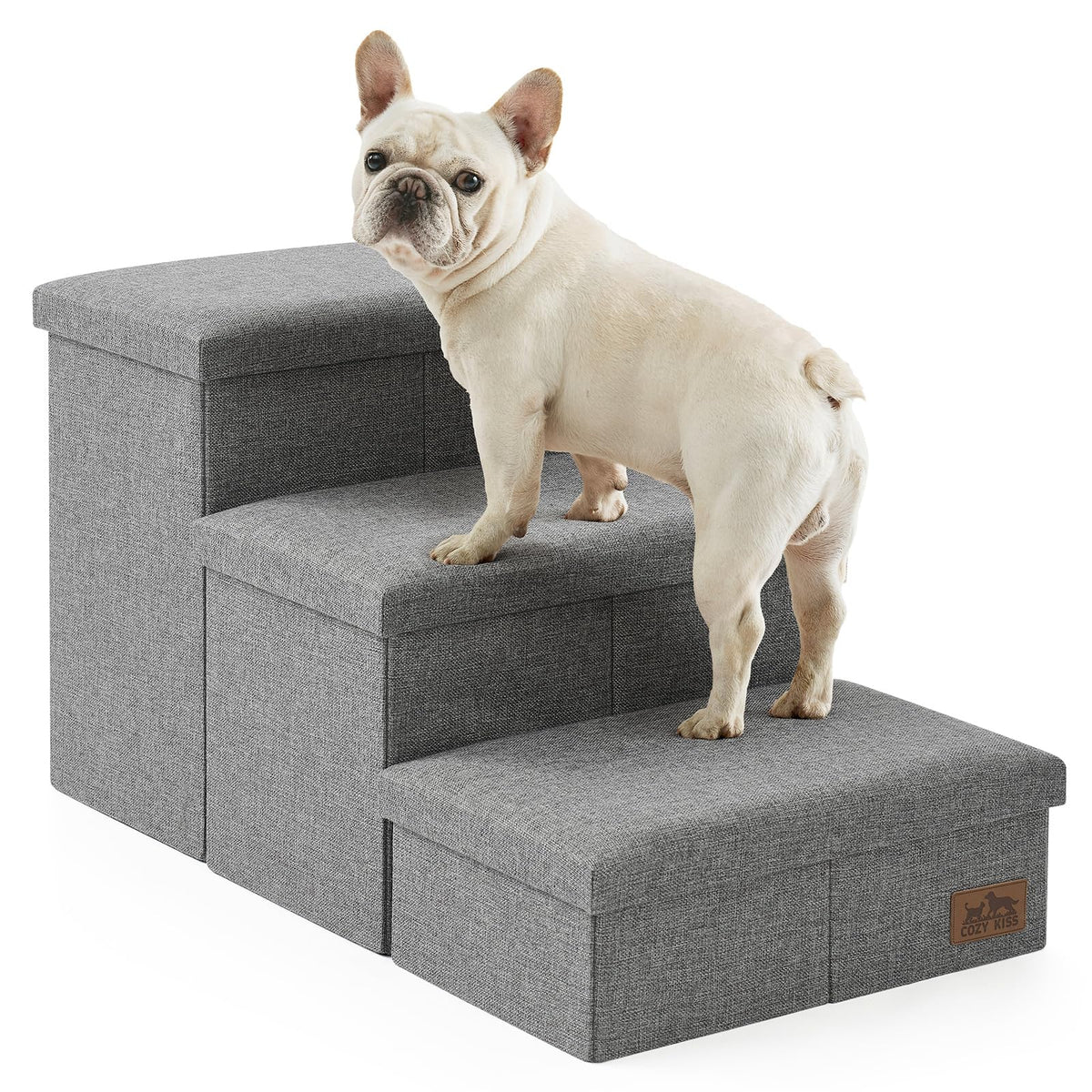 Dog Stairs with Storage (Grey / 28.5x17x16.7 inch)