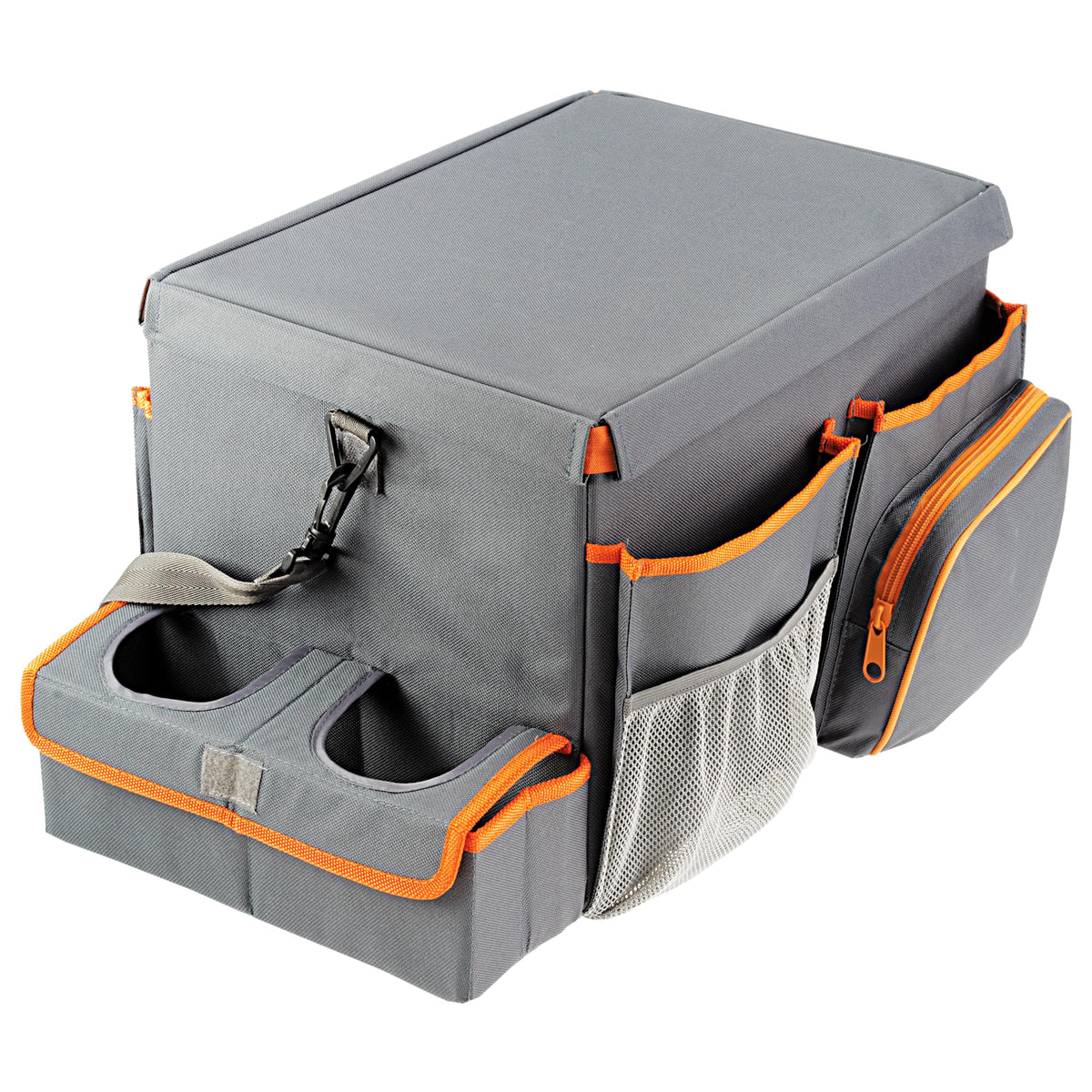 Front Seat Organizer with Tray and Cup Holders (Gray)
