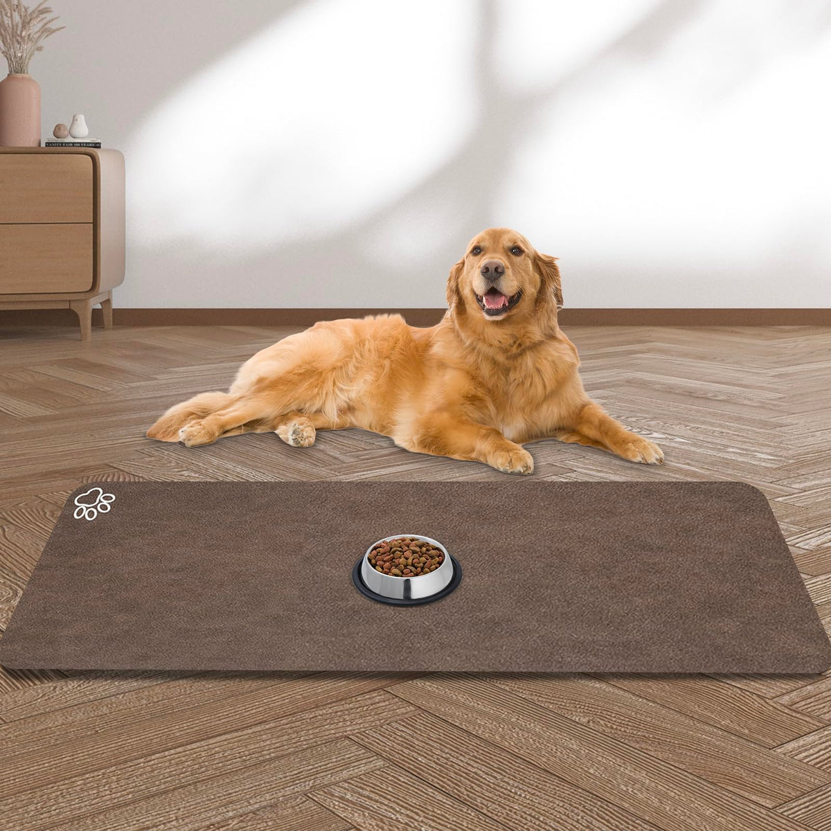 Large Pet Feeding Mat (dark brown / 39.3"L x 15.7"W)