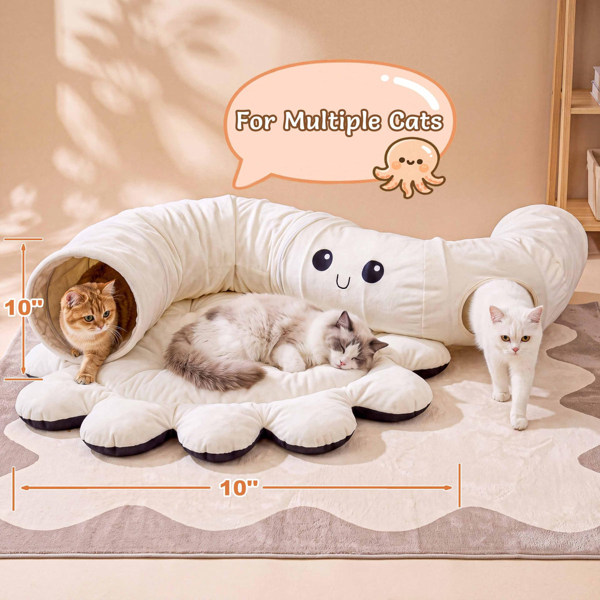 Cat Tunnel Bed with 20 Cat Toys (White / Large)