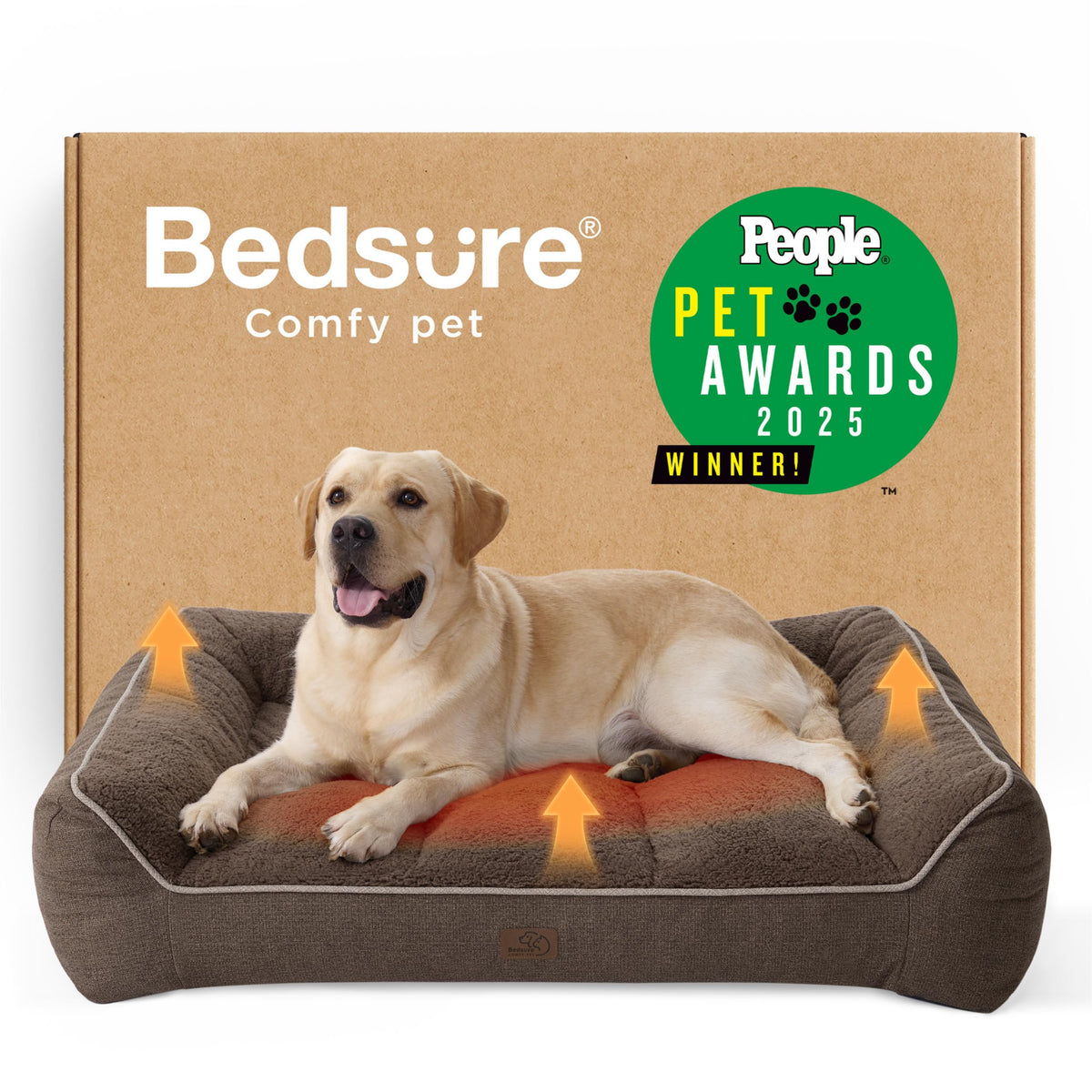 SupportMax® Self Warming Orthopedic Dog Beds Large Sized Dog XL Pro (Self Warming Brown / 45"l X 32"w X 9.5"th)