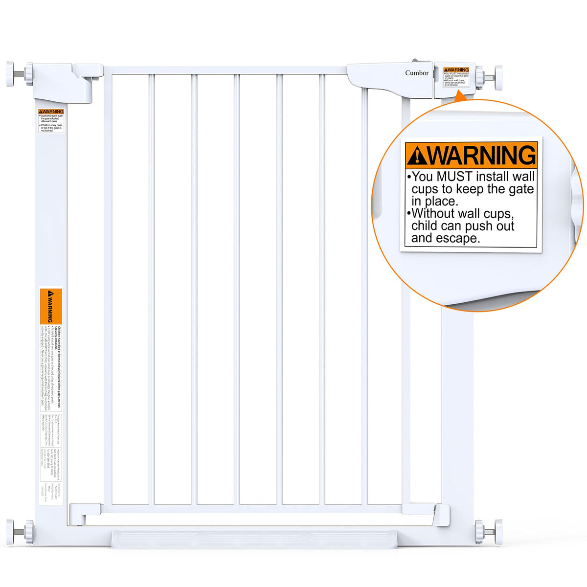 30 46" Baby Gate for Stairs (White / 30"-46" W x 30.5" H)