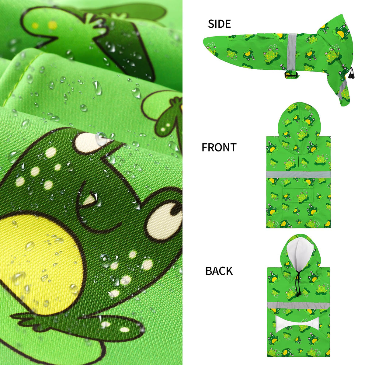 Large Dog Raincoat Adjustable (Green Frog / Medium (Pack of 1))