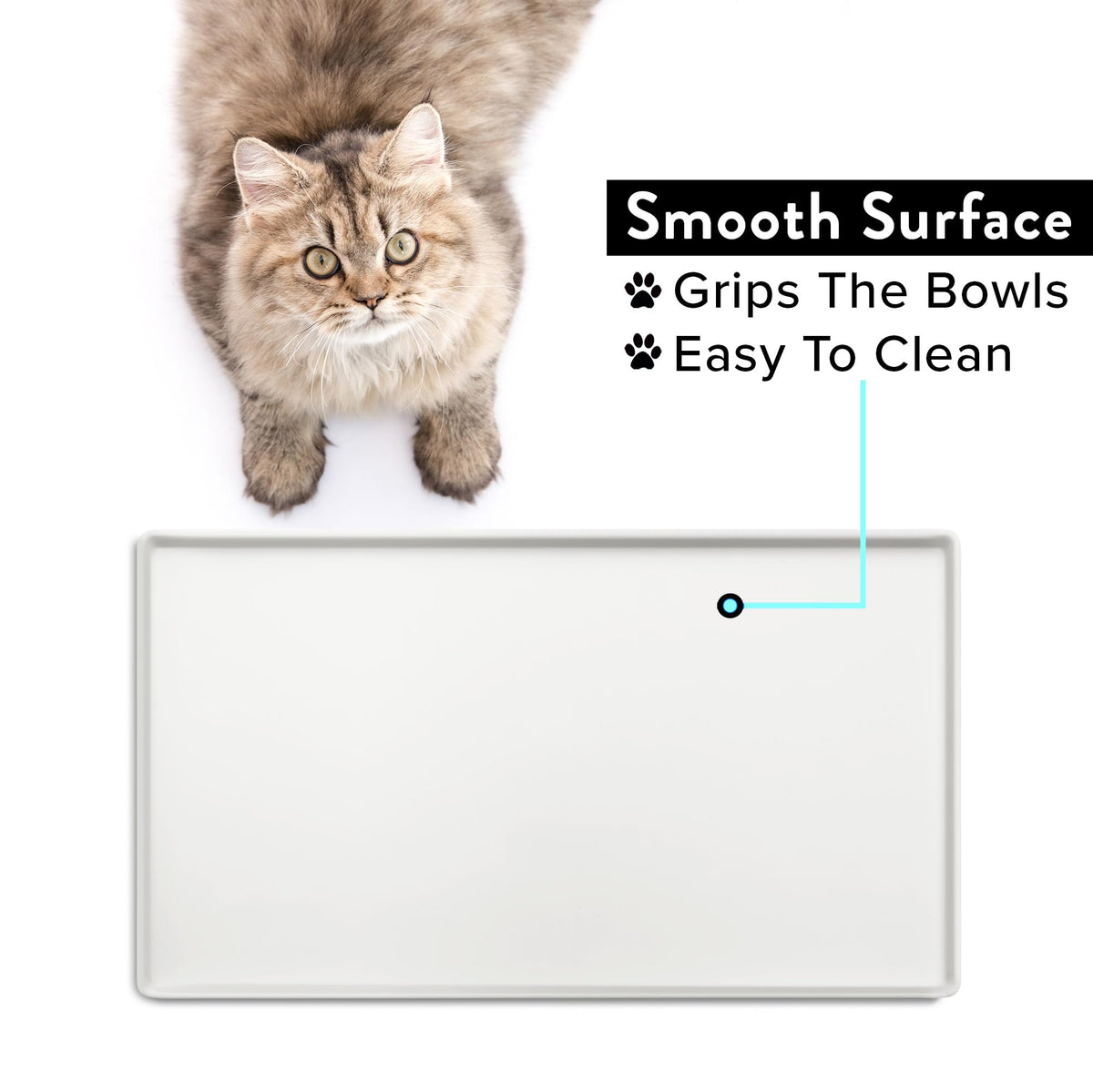 Premium Cat Food Mat (24"L x 14"W / Marshmallow)