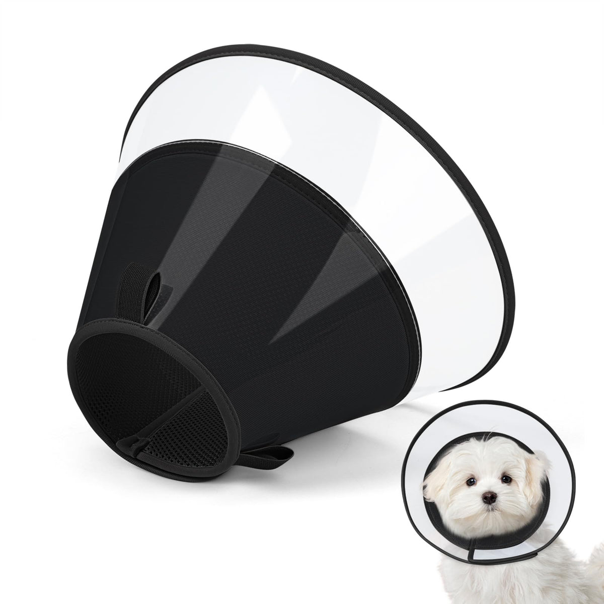 Dog Cone Collar with Soft Liner to Stop Licking After Surgery for Recovery (Jet Black / 2XL(Depth: 12.2, Girth: 19-22))