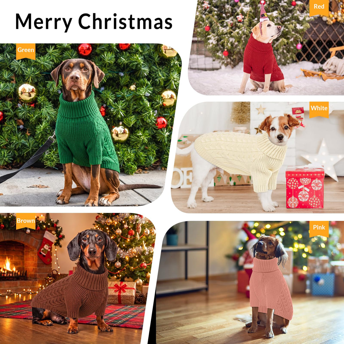 Large Dog Christmas Sweater Warm Soft Cable Knit Dog Sweater (Large / Brown)