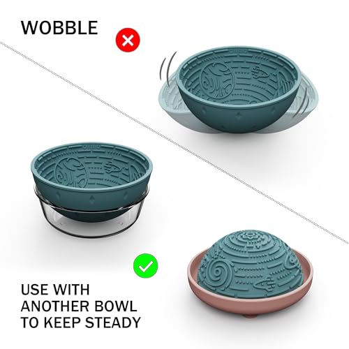 Slow Feeder Bowl & Lick Mat for Dogs (Light Blue / 6.3 inches)