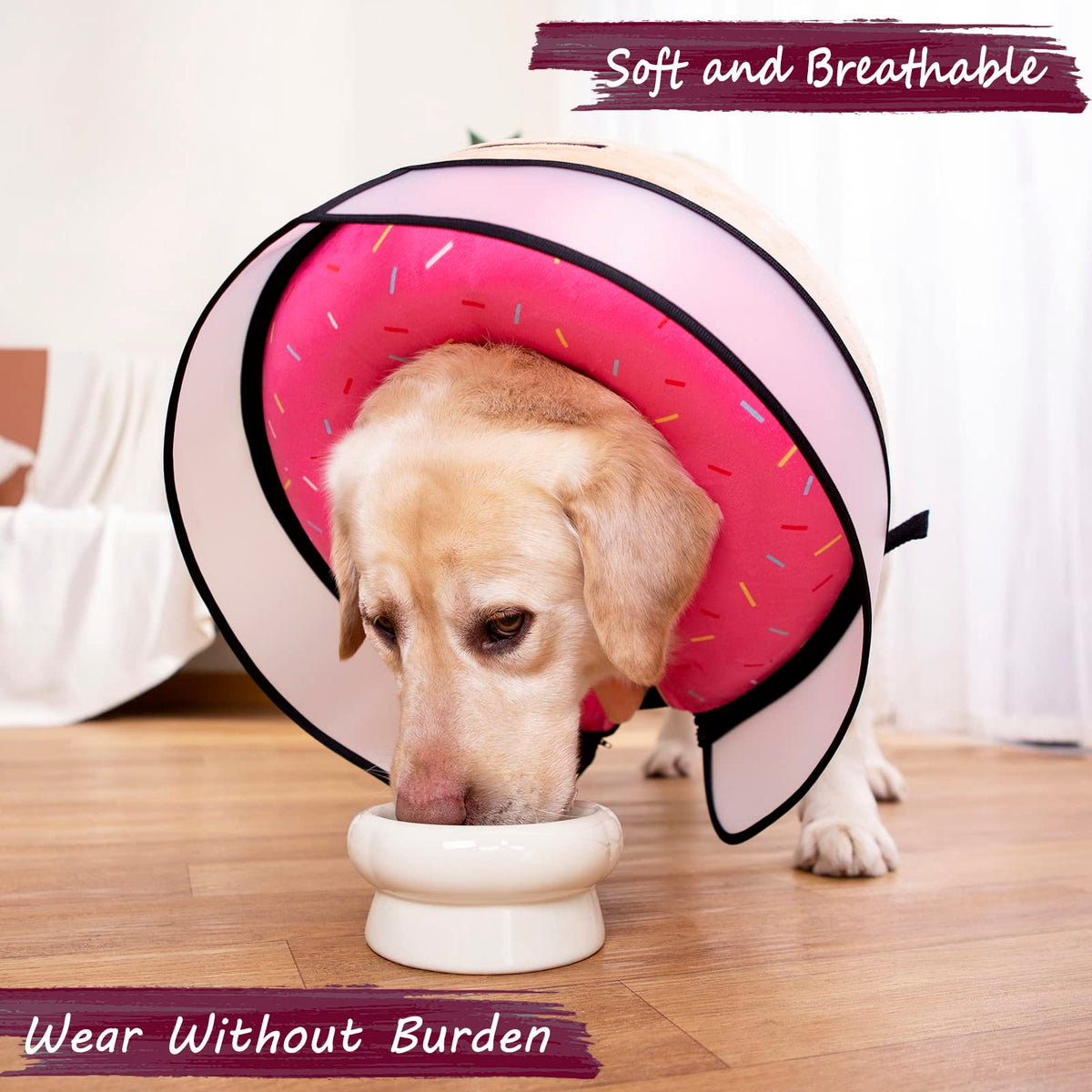 Inflatable Dog Cone Collar with Enhanced Anti (Large / Donut Pink)