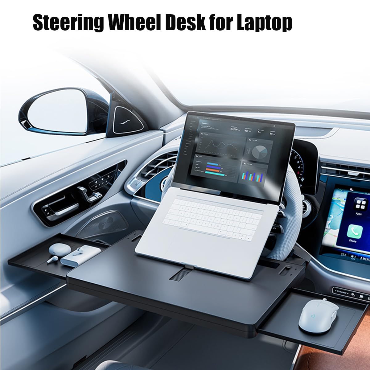 2 in 1 Large Steering Wheel Desk with Dual Slide (steering wheel table)