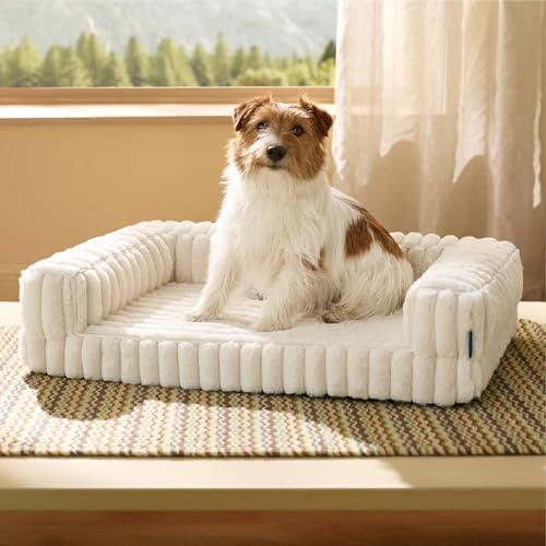 ComfyFleece® Memory Foam Orthopedic Dog Beds Medium Size Dog 30" (Cream / 30.0"l X 20.0"w X 6.5"th)