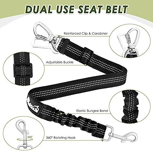Dog Seat Belt and Harness for Car (Black / Large)