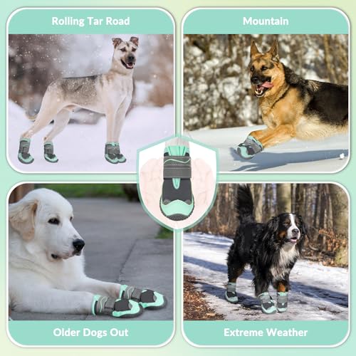 Dog Shoes for Large Small Medium Dogs (Green / #7 (Width 2.8 inch) for 63-78 lbs)