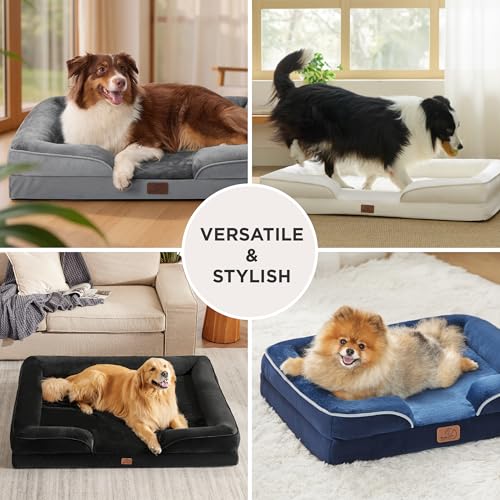 Orthopedic Dog Beds Large Sized Dog Washable Original Design (Ember Clay / 38"l X 28"w X 6.5"th)