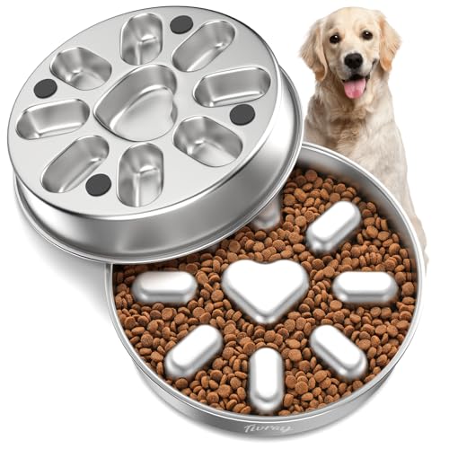 Slow Feeder Dog Bowls (3 Cups / Silver)