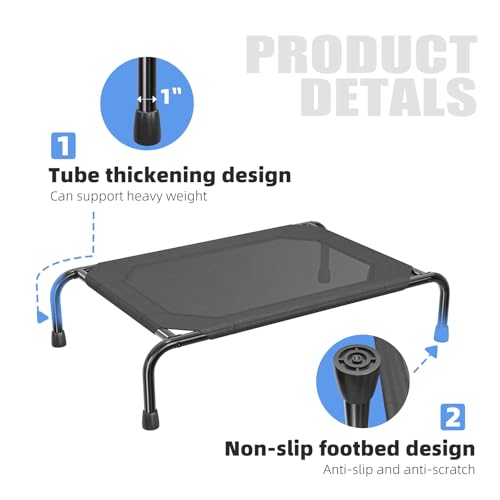 Raised Dog Bed for Small Dogs (36.5"L x 22.5"W x 8.25"Th / Black)