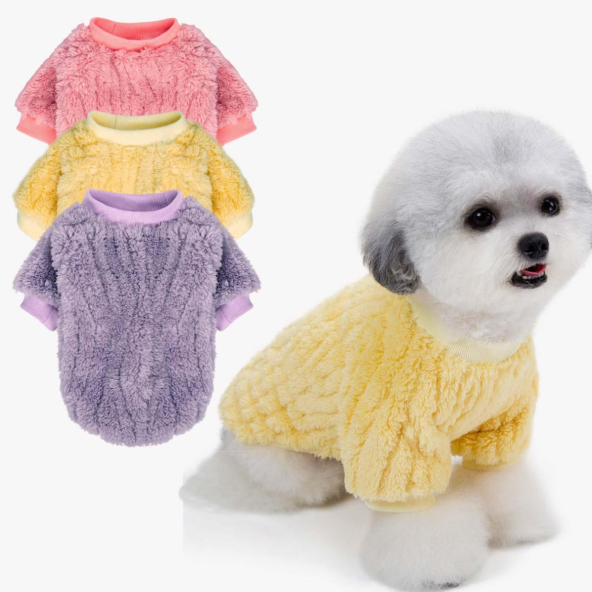 Dog Sweater 3 (Lavender,Pink,Butter yellow / XX-Small)