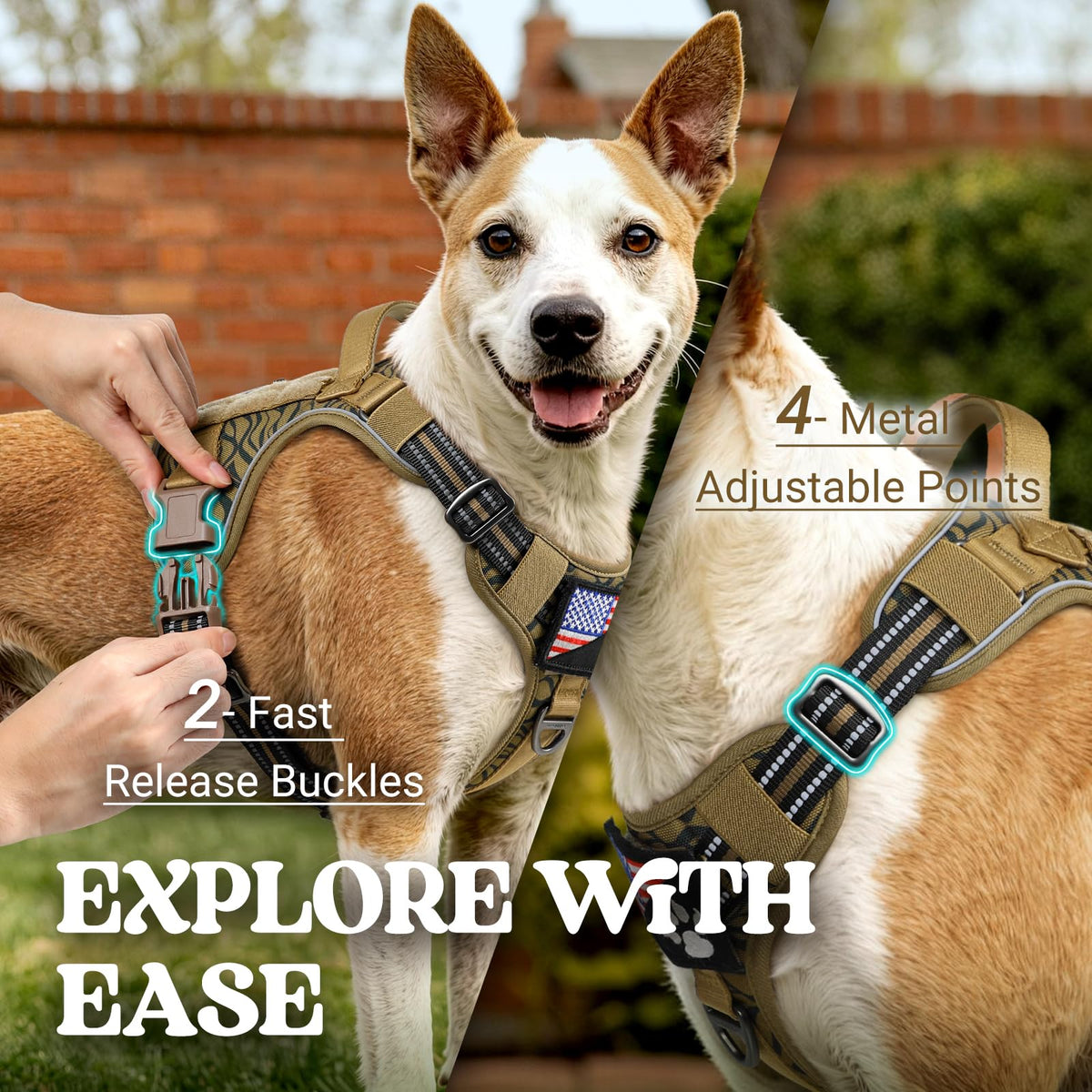 Tactical Dog Harness for Large (Brown Desert / Medium)