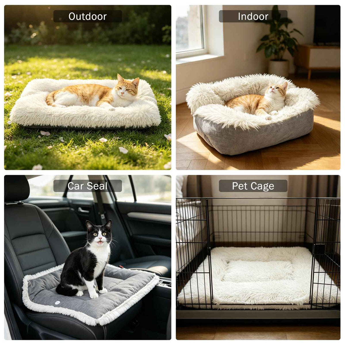 Self Warming Cat Bed (White / M: 20"x24")