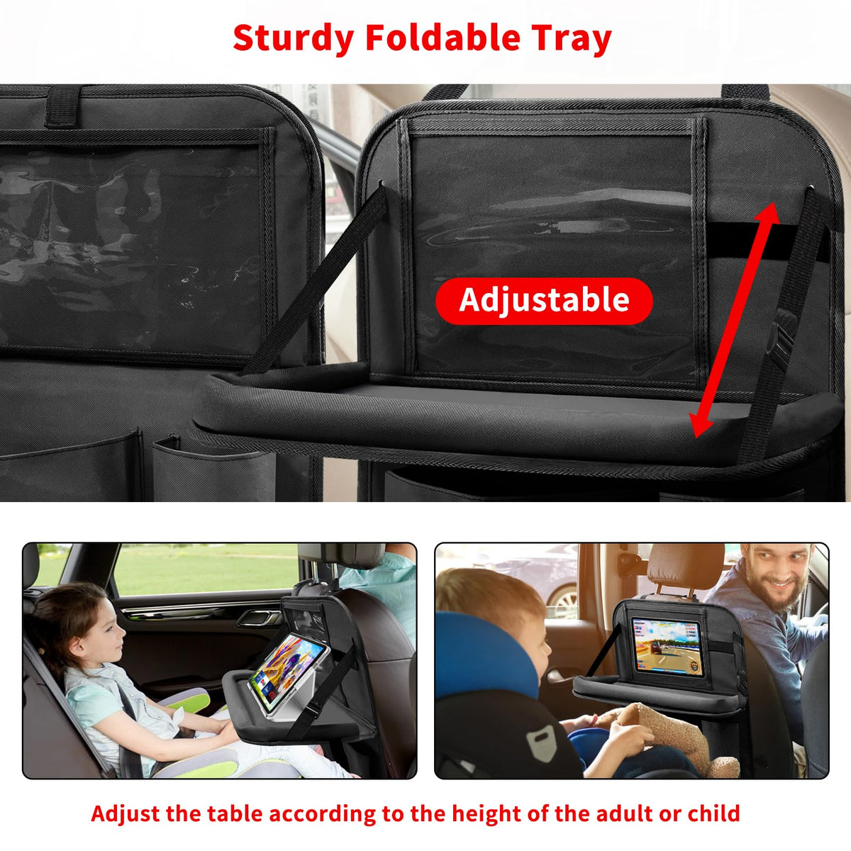 Car Backseat Organizer with Tablet Holder (2Pack / Black)