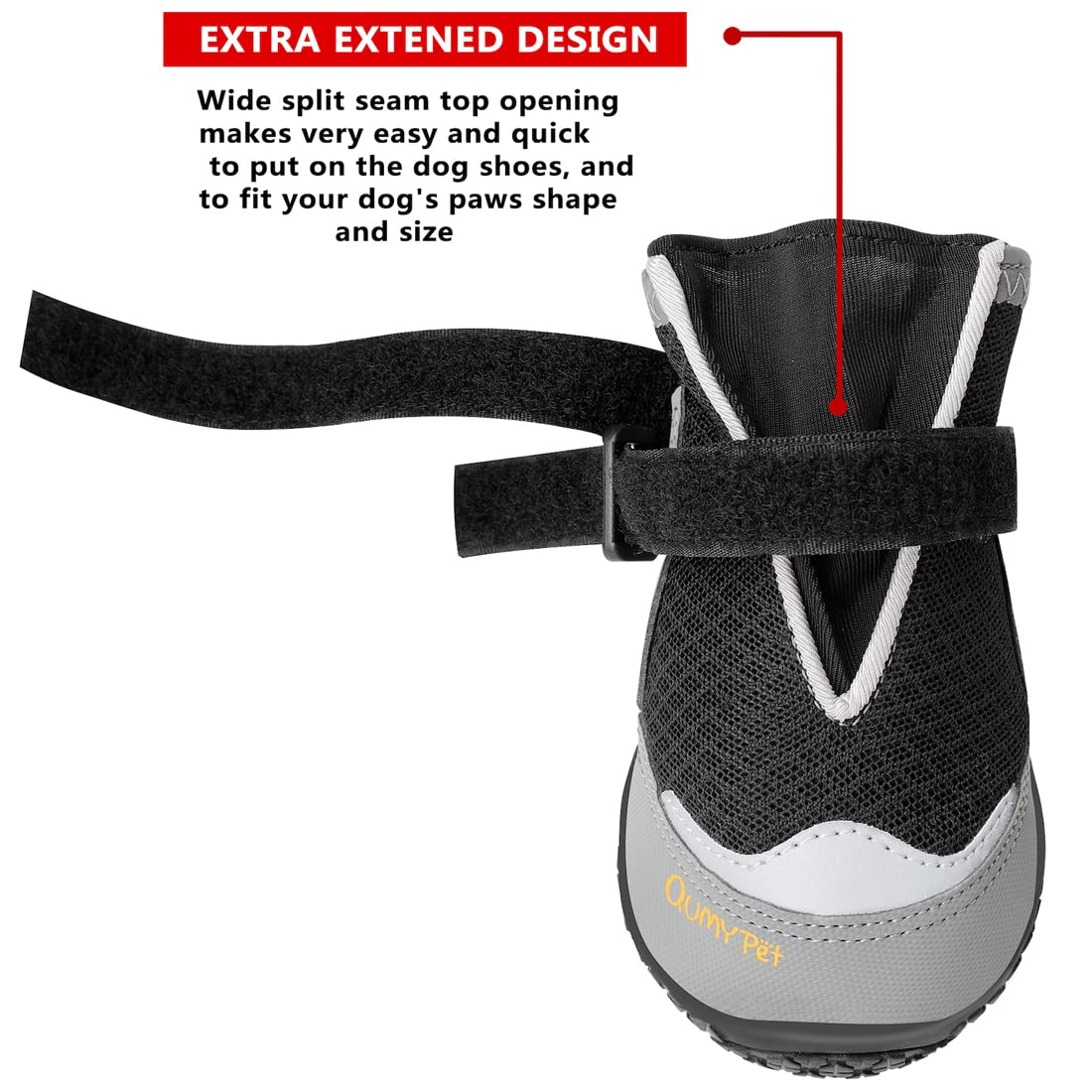 Dog Shoes for Large Medium Dog Boots & Paw Protectors for Hot Pavement (Black / Size 6: 2.6''x3.0''(W*L) for 52-65 lbs)