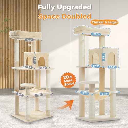 57.8" Heavy Duty Cat Tree for Maine Coon (Beige / 57.8in)