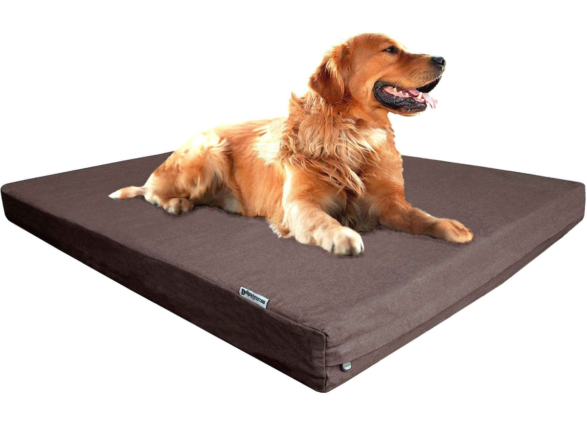 Luxury Extra Large Orthopedic Memory Foam Dog Bed for Large Dogs with Durable Waterproof Internal Case (40.0"L x 35.0"W x 4.0"Th / Chocolate Brown)