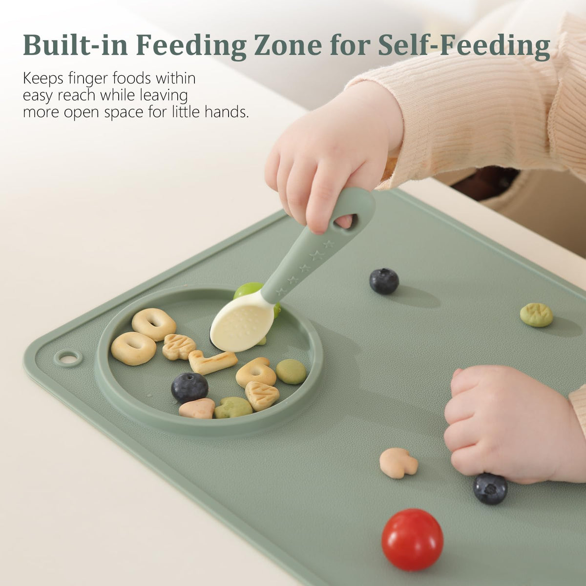 Silicone Baby Placemats for Kids (Green Blue)