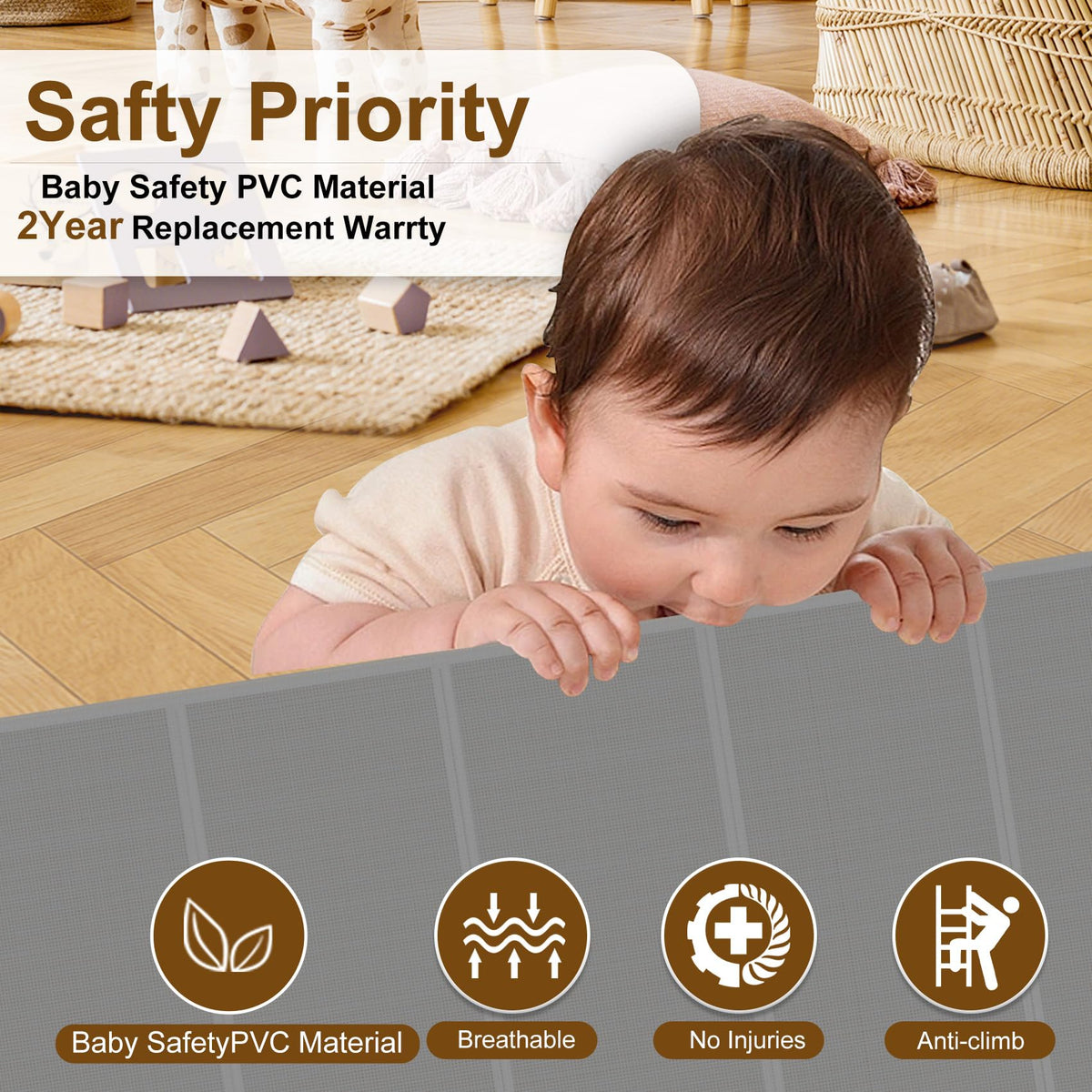 200 inch Reinforced Retractable Baby Gates 42 inch Tall (Gray / 42" Tall x 200" Wide)