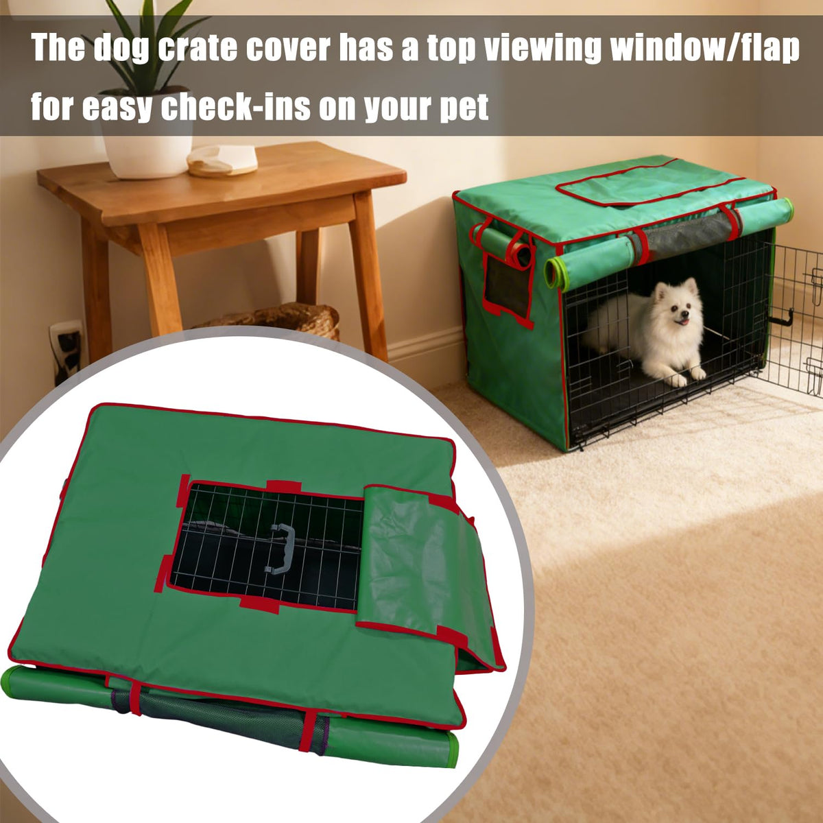 36 Inch Green Dog Crate Cover (36.0"L x 23.0"W x 25.0"H / Green)