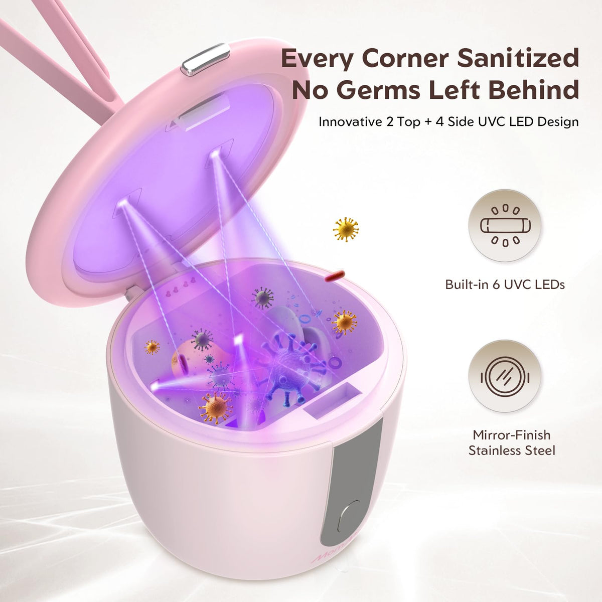 Portable Pacifier Sanitizer with Smart Display (Pink)