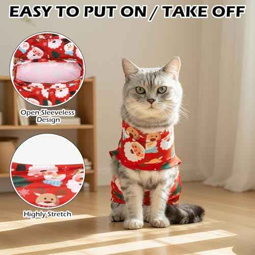Christmas Cat Sweater Warm Fleece Pet Clothes for Cats Only (Christmas / Medium)