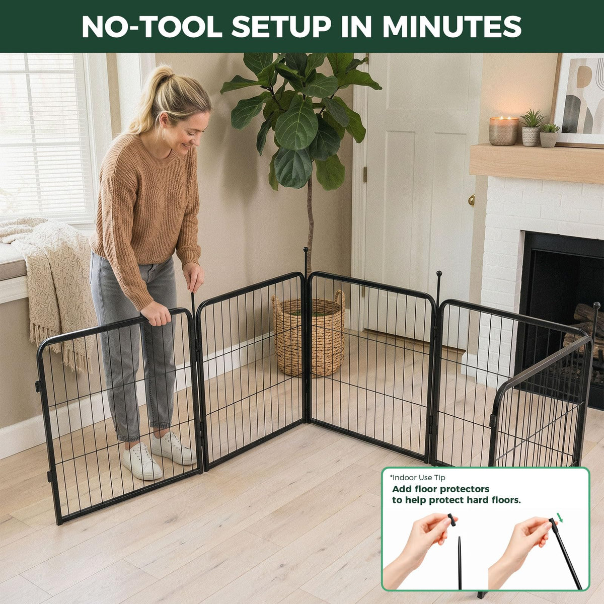 Rollick Dog Playpen with Camera Mount (Black / 24"H)
