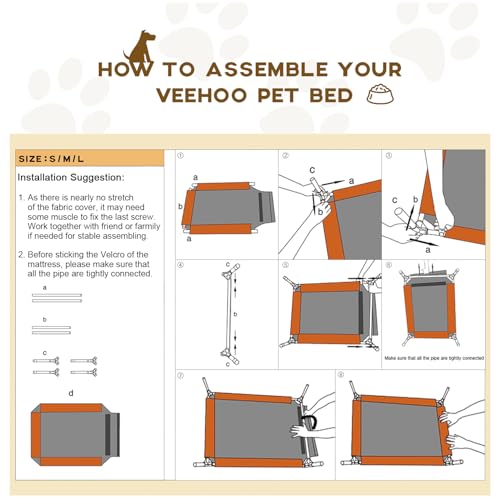 Outdoor Elevated Dog Bed Large Sized Dogs (45.0"L x 33.0"W x 7.0"Th / Brown)