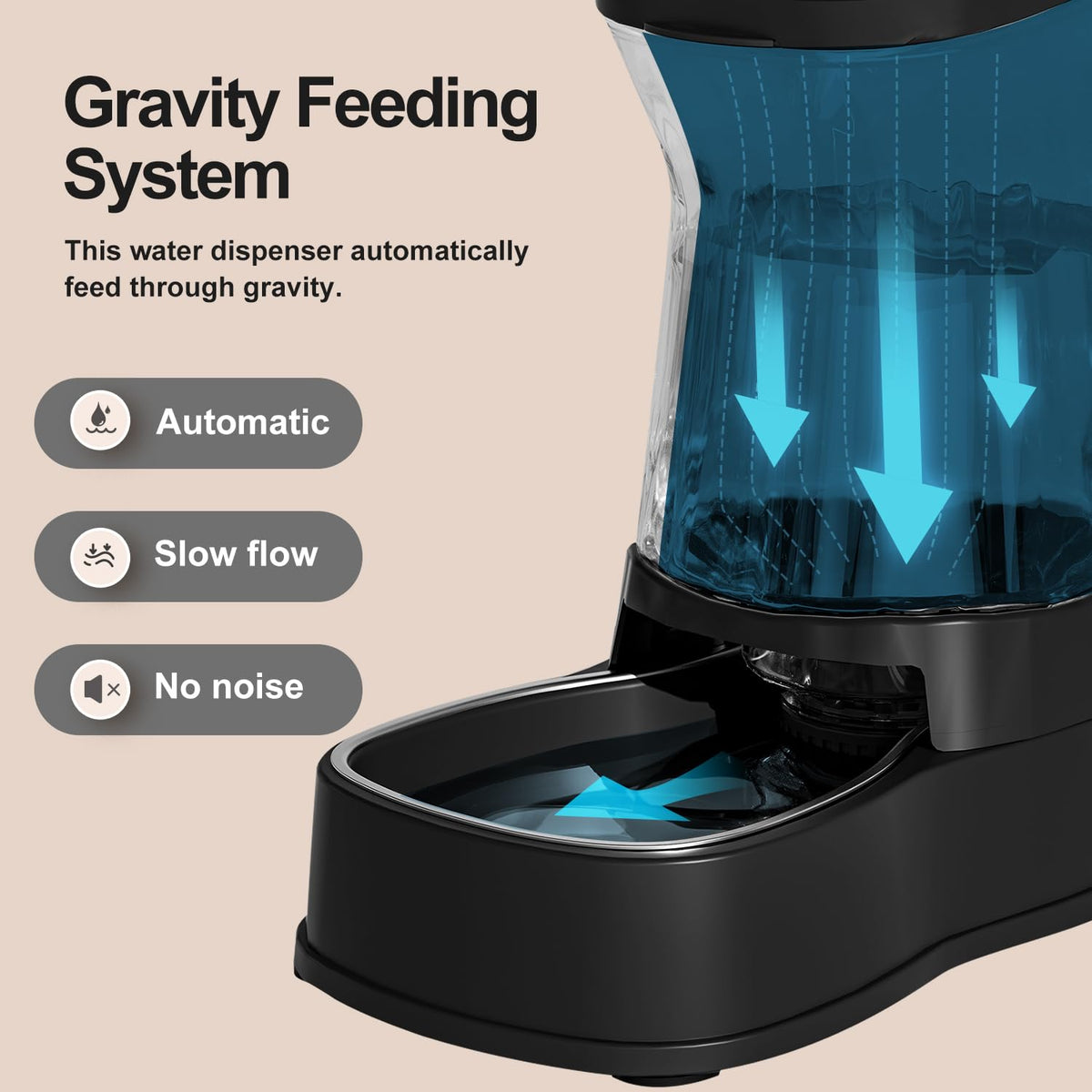 Automatic Dog Water Dispenser (Black / 1 Gallon)