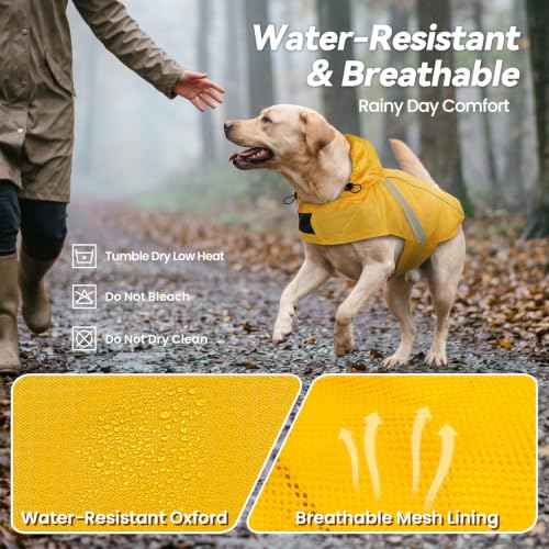 Dog Raincoat Wetoff Dog Rain Coat (Yellow / XS (15"-18" chest girth))