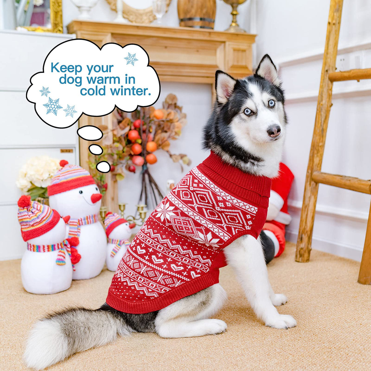 Dog Sweater Argyle (Red / Large)