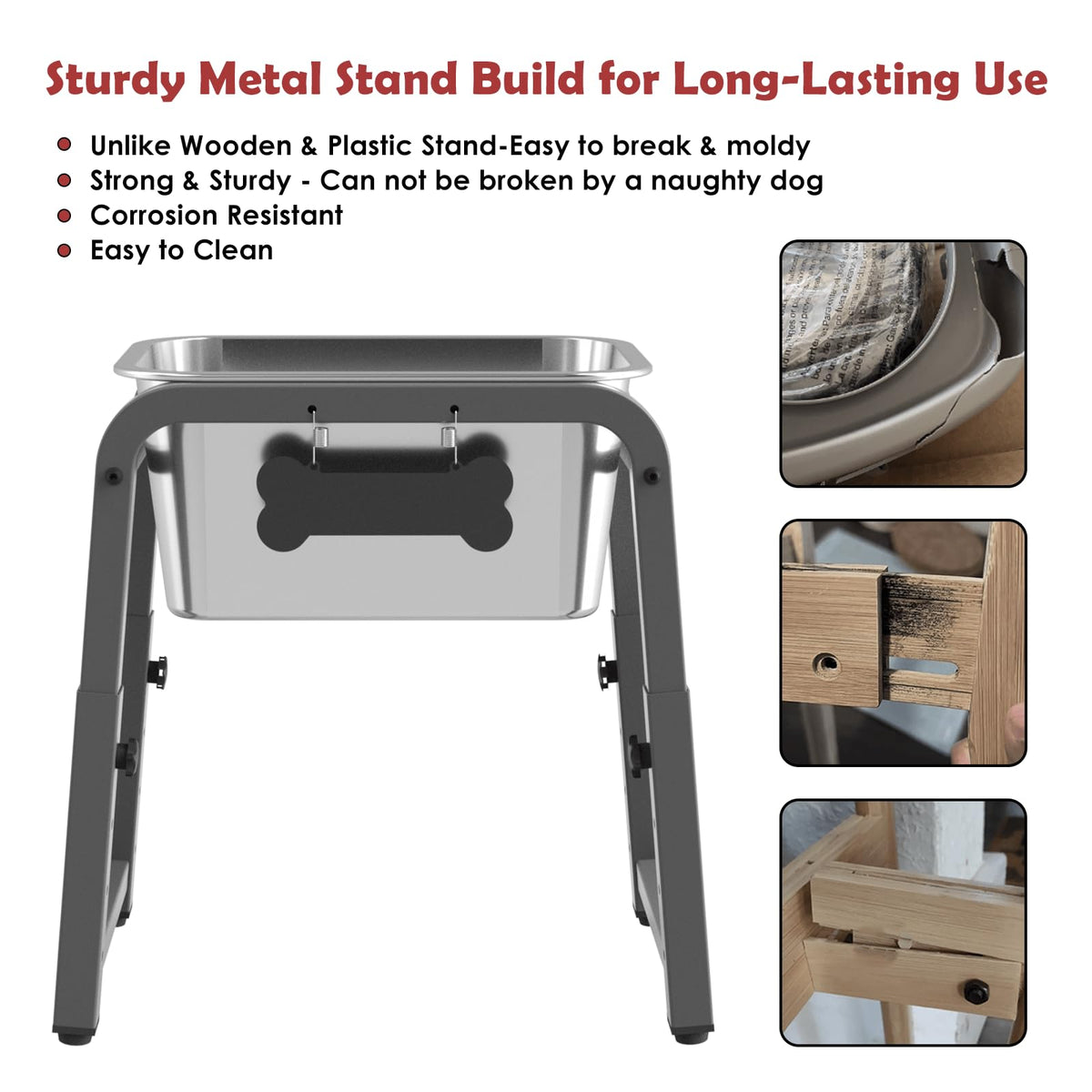 2.8 Gallon Elevated Dog Water Bowl (Grey-2.8 GAL / Height: 10.4-15.2")