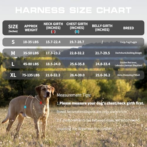 Dog Harness Medium Sized Dog (Black / M(Neck:17-23",Chest:22-32"),35-50 lbs)