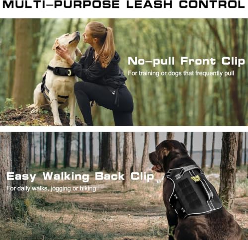 Dog Harness Tactical No Pull for Small Sized Dog with Handle (Black / S(Neck:16-22",Chest:20-28"),18-35 lbs)