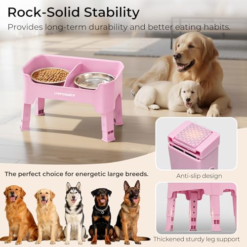 Mess Proof Elevated Dog Bowls (Pink / Medium)