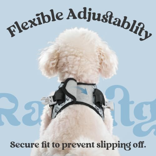 Dog Harness Small Sized and Leash Set (Grey Pups / S (Chest: 15.1"-16.5"))