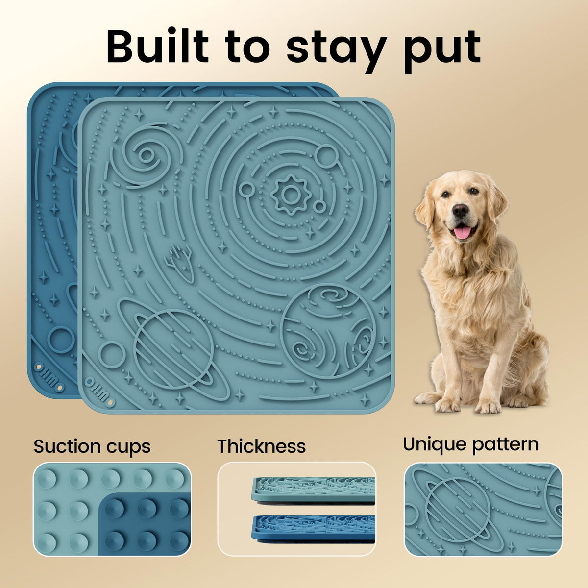 Large Lick Mat for Dogs&Cats (Dark Blue&Light Blue / 7.9"L x 7.9"W)