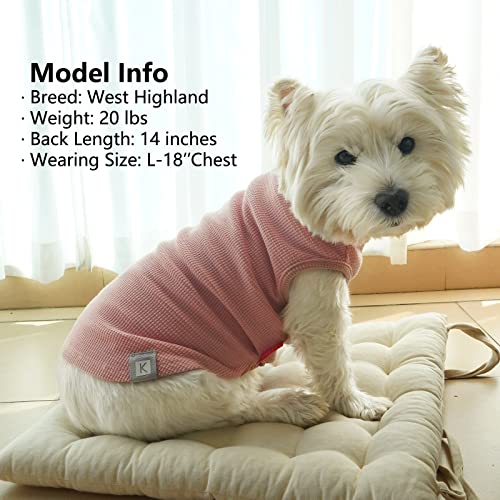 2Pack Waffle Dog Shirt for Small Dogs Striped Dog Sweater Tank Top (Medium (7-11lbs) / 2Pack(Pink+Grey))