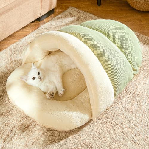 Cat Bed Cat Cave Bed for Indoor Cats and Small Dogs (Medium / Green)